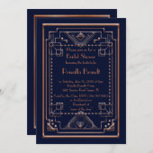 Bruids Douche uitnodiging, grote Gatsby, marine, r Kaart (Voorkant / Achterkant)