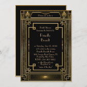 Bruids Douche uitnodiging, grote Gatsby metaal Gou Kaart (Voorkant / Achterkant)