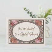 Bruids Douche uitnodiging Ivoor  Rozen (Staand voorkant)