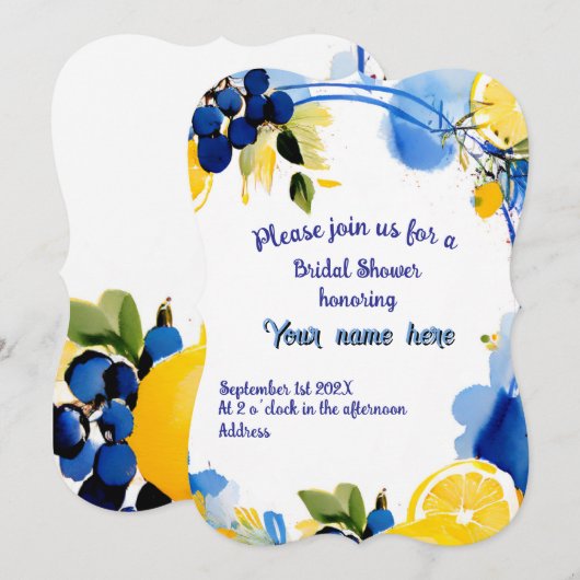 Bruids Douche uitnodiging "La Dolce Vita" stijl (Voorkant / Achterkant)