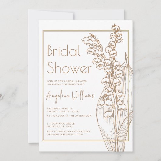 Bruids Douche Uitnodiging lelies van de vallei (Voorkant)