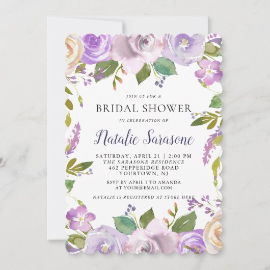 Bruids Douche Uitnodiging Lente Bloemen Waterverf (Voorkant)