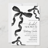 Bruids Douche Uitnodiging met Zwarte strikken (Voorkant)