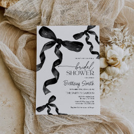 Bruids Douche Uitnodiging met Zwarte strikken