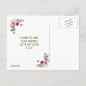 Bruids Douche uitnodiging moderne bloemen lila (Achterkant)