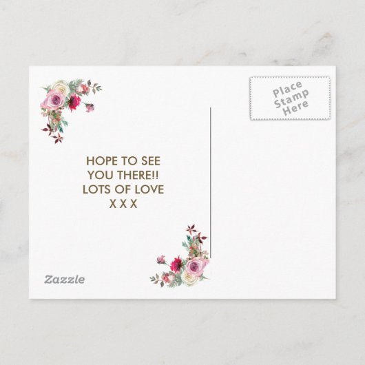 Bruids Douche uitnodiging moderne bloemen lila (Achterkant)