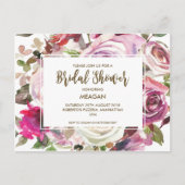 Bruids Douche uitnodiging moderne bloemen lila (Voorkant)