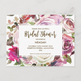 Bruids Douche uitnodiging moderne bloemen lila Briefkaart