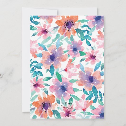 Bruids Douche Uitnodiging - Parijs, Bloemen (Achterkant)