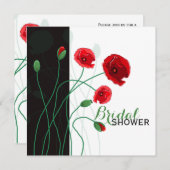 bruids douche uitnodiging | rode papaver (Voorkant / Achterkant)