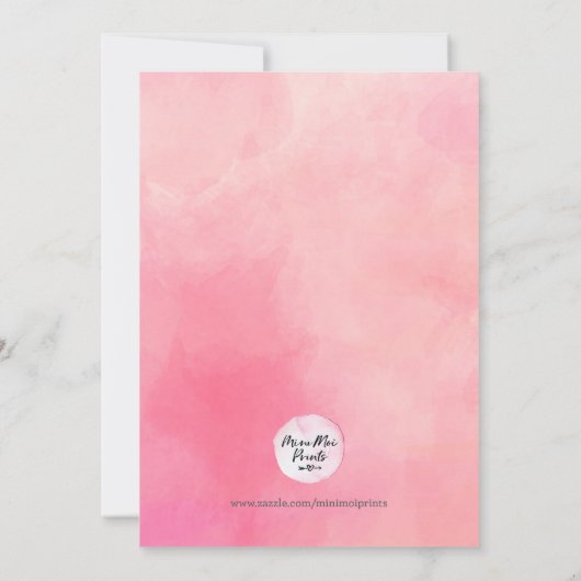 bruids douche uitnodiging | Roze & glitter (Achterkant)