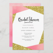 bruids douche uitnodiging | Roze & glitter (Voorkant / Achterkant)