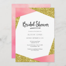 bruids douche uitnodiging | Roze & glitter