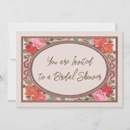 Bruids Douche uitnodiging Roze  Rozen (Voorkant)