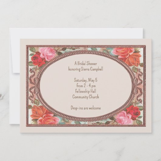 Bruids Douche uitnodiging Roze  Rozen (Achterkant)