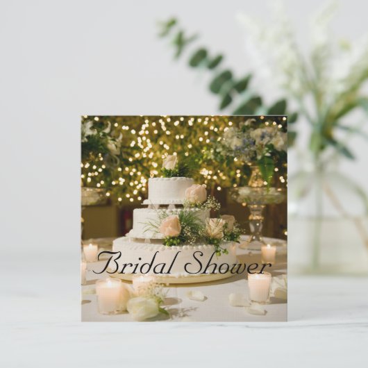 Bruids Douche Uitnodiging--Trouwtaart Kaart (Staand voorkant)