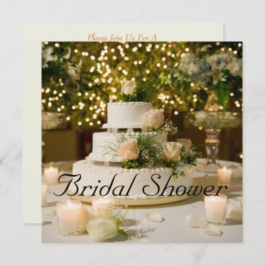 Bruids Douche Uitnodiging--Trouwtaart Kaart (Voorkant / Achterkant)