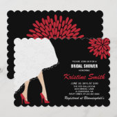 Bruids Douche Uitnodiging w / Rode Hoge Hak Schoen (Voorkant / Achterkant)