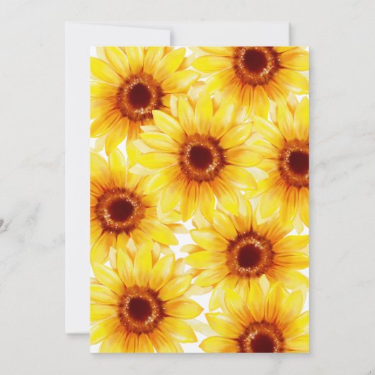 Bruids Douche Uitnodiging Waterverf Zonnebloem (Achterkant)