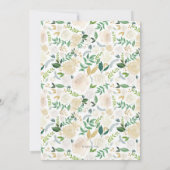 bruids douche uitnodiging | Witte en gouden bloeme (Achterkant)