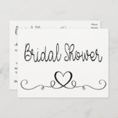 Bruids Douche Uitnodiging Zwart Wit Harten Liefde (Voorkant / Achterkant)