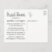 Bruids Douche Uitnodiging Zwart Wit Harten Liefde (Achterkant)