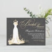 Bruids douche uitnodigingen met bruidsjurk (Staand voorkant)