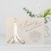 Bruids douche uitnodigingen met trouwjurk (Staand voorkant)