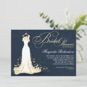 Bruids douche uitnodigingen met trouwjurk (Staand voorkant)