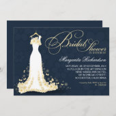 Bruids douche uitnodigingen met trouwjurk (Voorkant / Achterkant)