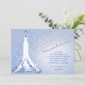 Bruids douche uitnodigingen met trouwjurk (Staand voorkant)