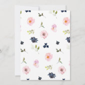 Bruids Douche Uitnodigingen Roze Marine Bloemen Br (Achterkant)