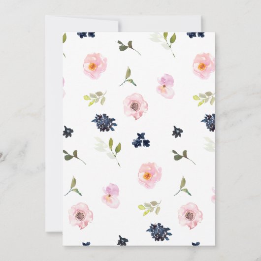 Bruids Douche Uitnodigingen Roze Marine Bloemen Br (Achterkant)