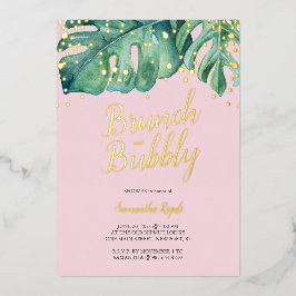 Bruids Douche Uitnodigingen Tropisch roze en groen