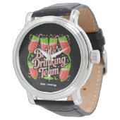 Bruids Drankteam Bachelorette Party Design Horloge (Gekanteld)