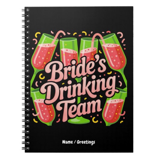 Bruids Drankteam Bachelorette Party Design Notitieboek (Voorkant)