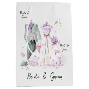 Bruids- en bruidegom trouwjurk & pak medium cadeauzakje