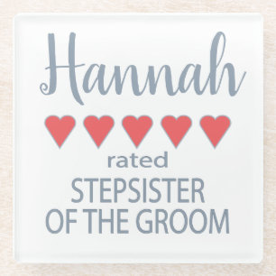 Bruids- en bruiloftsfeest 5 Hart Stiefzusje van de Glazen Onderzetter