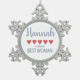 Bruids- en huwelijksfeest 5 Hart Beste vrouw Tin Sneeuwvlok Ornament