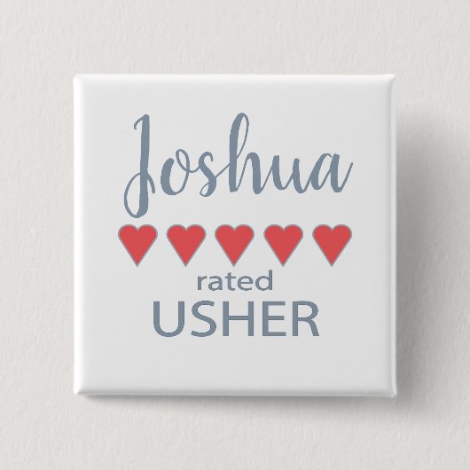 Bruids- en huwelijksfeest 5 Hart Usher Vierkante Button 5,1 Cm (Voorkant)