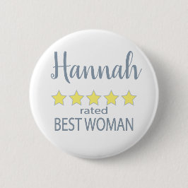 Bruids- en huwelijksfeest 5 sterren getuige vrouw ronde button 5,7 cm