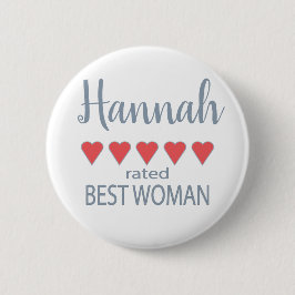 Bruids- en trouwpartij 5 Hart Beste Vrouw Ronde Button 5,7 Cm