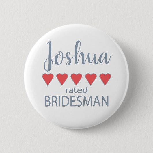Bruids- en trouwpartij 5 Hart Bridesman Ronde Button 5,7 Cm (Voorkant)