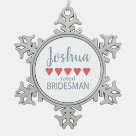Bruids- en trouwpartij 5 Hart Bridesman Tin Sneeuwvlok Ornament
