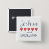 Bruids- en trouwpartij 5 Hart Bridesman Vierkante Button 5,1 Cm (Voorkant /achterkant)