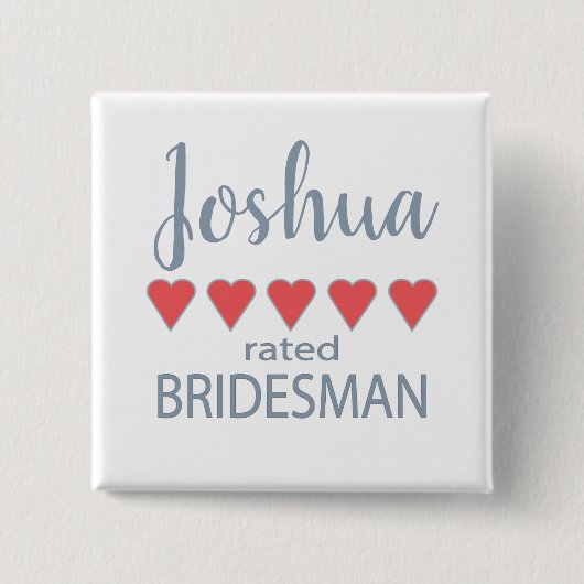 Bruids- en trouwpartij 5 Hart Bridesman Vierkante Button 5,1 Cm (Voorkant)