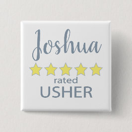 Bruids- en trouwstoet 5-sterren usher vierkante button 5,1 cm