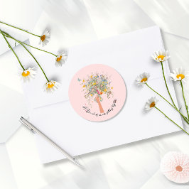 Bruids enorm bouquet van wilde bloemen Bruidsfeest Ronde Sticker