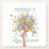 Bruids enorme boeket van wilde bloemen bruidsfeest kartonnen onderzetters (Voorkant)