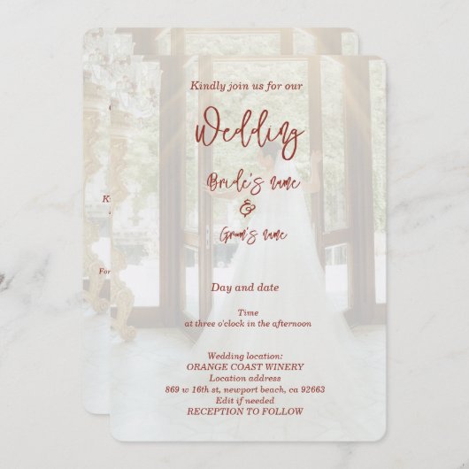 Bruids feest viering uitnodiging (Voorkant / Achterkant)